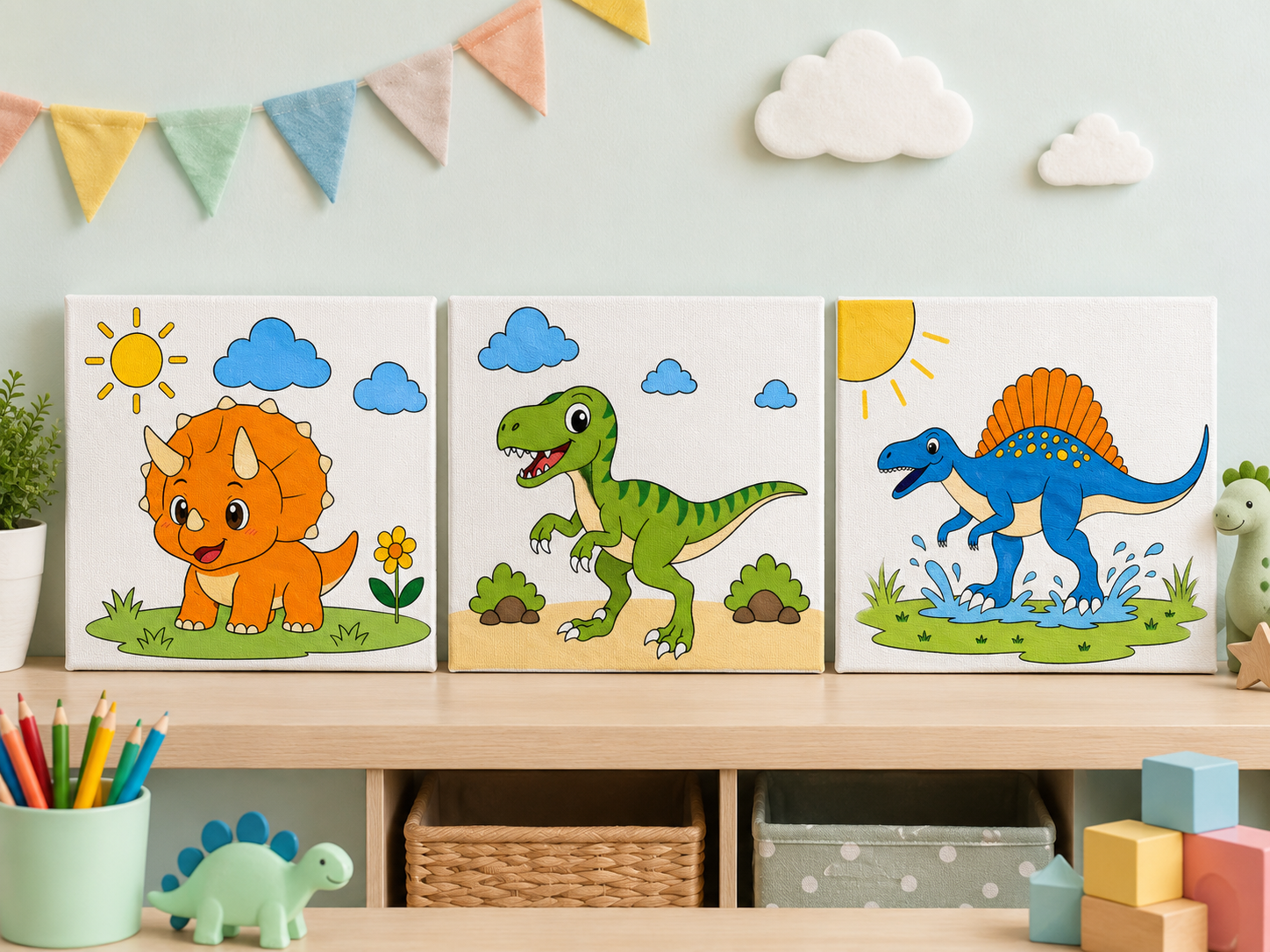 Roarsome Dino Adventure Paint-by-Number Kit- Set of 3