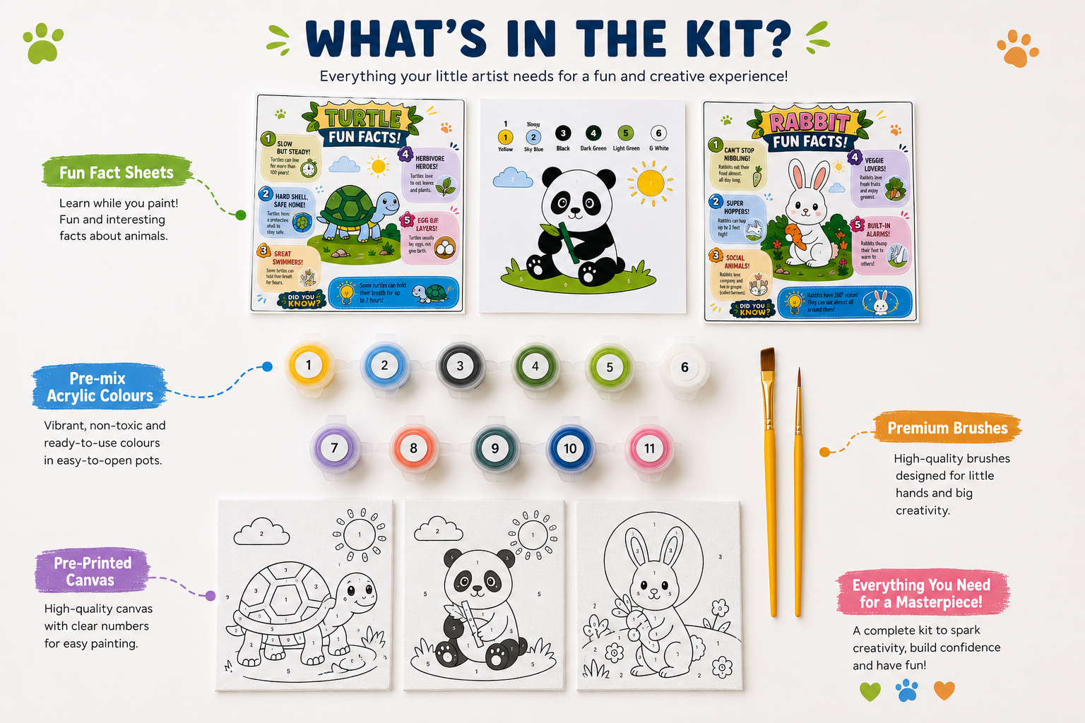 Animal Kingdom Art Adventure Paint-by-Number Kit- Set of 3